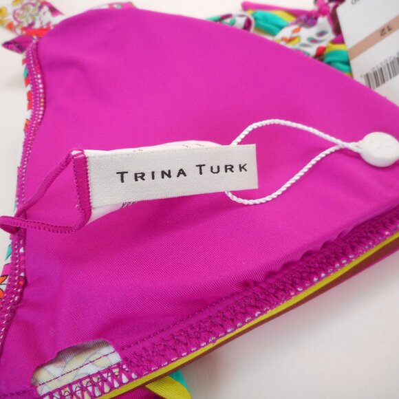 NWT Trina Turk Two-Piece Bikini Set Size 12 Hawaiian Garden Print Halter Tie - Picture 7 of 12